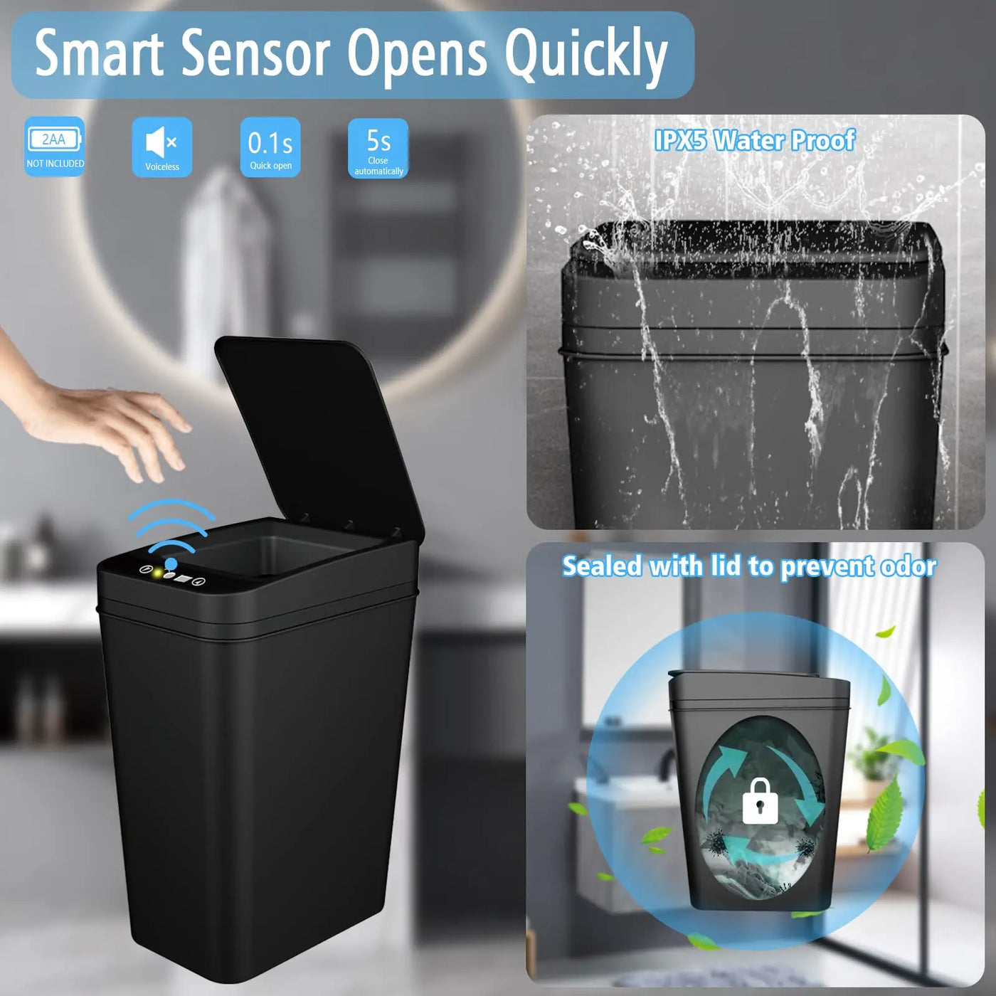 Automatic Garbage Can Slim Motion Sensor Smart Trash Bin