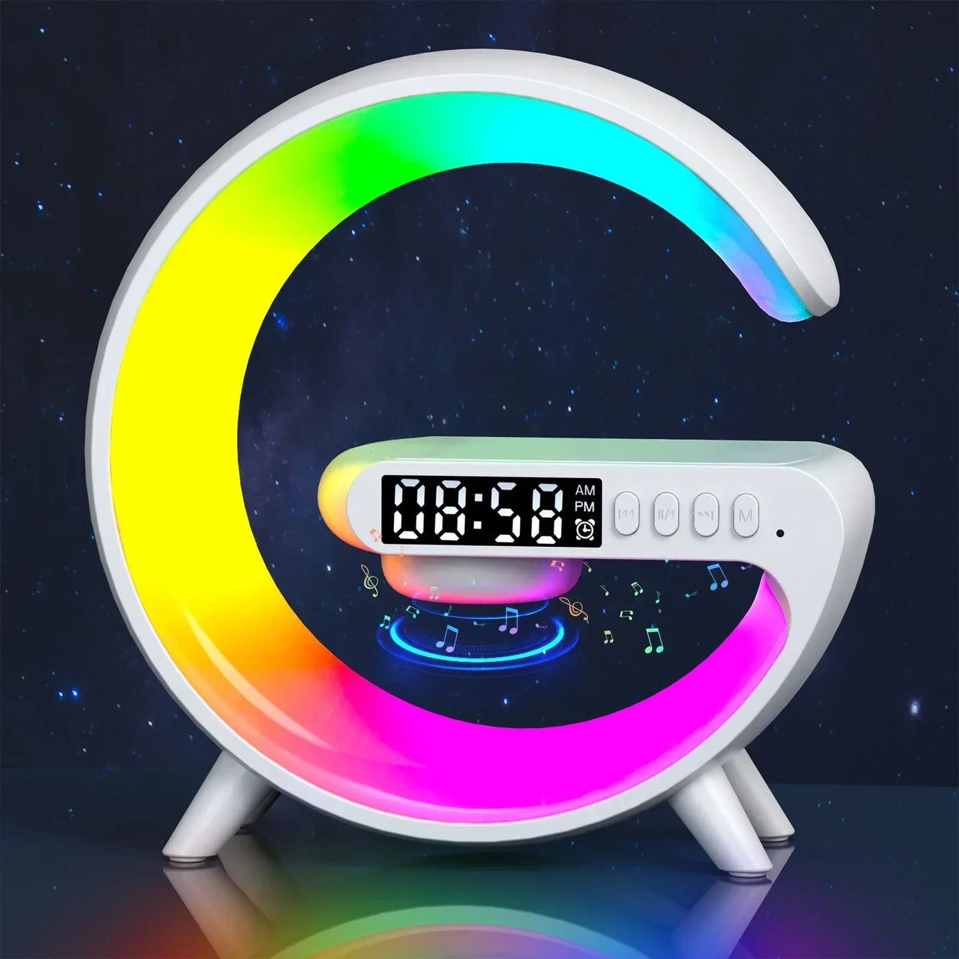 Wireless Charger Stand Pad Light Alarm Clock Fast Charging Station