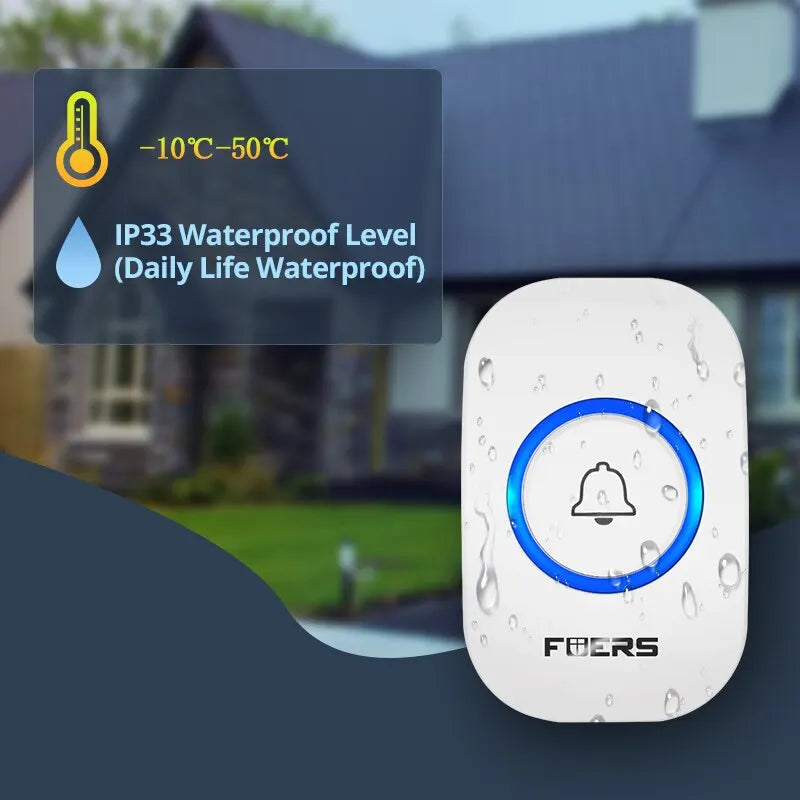 Wireless Doorbell Waterproof Welcome Chime Home Door Bell