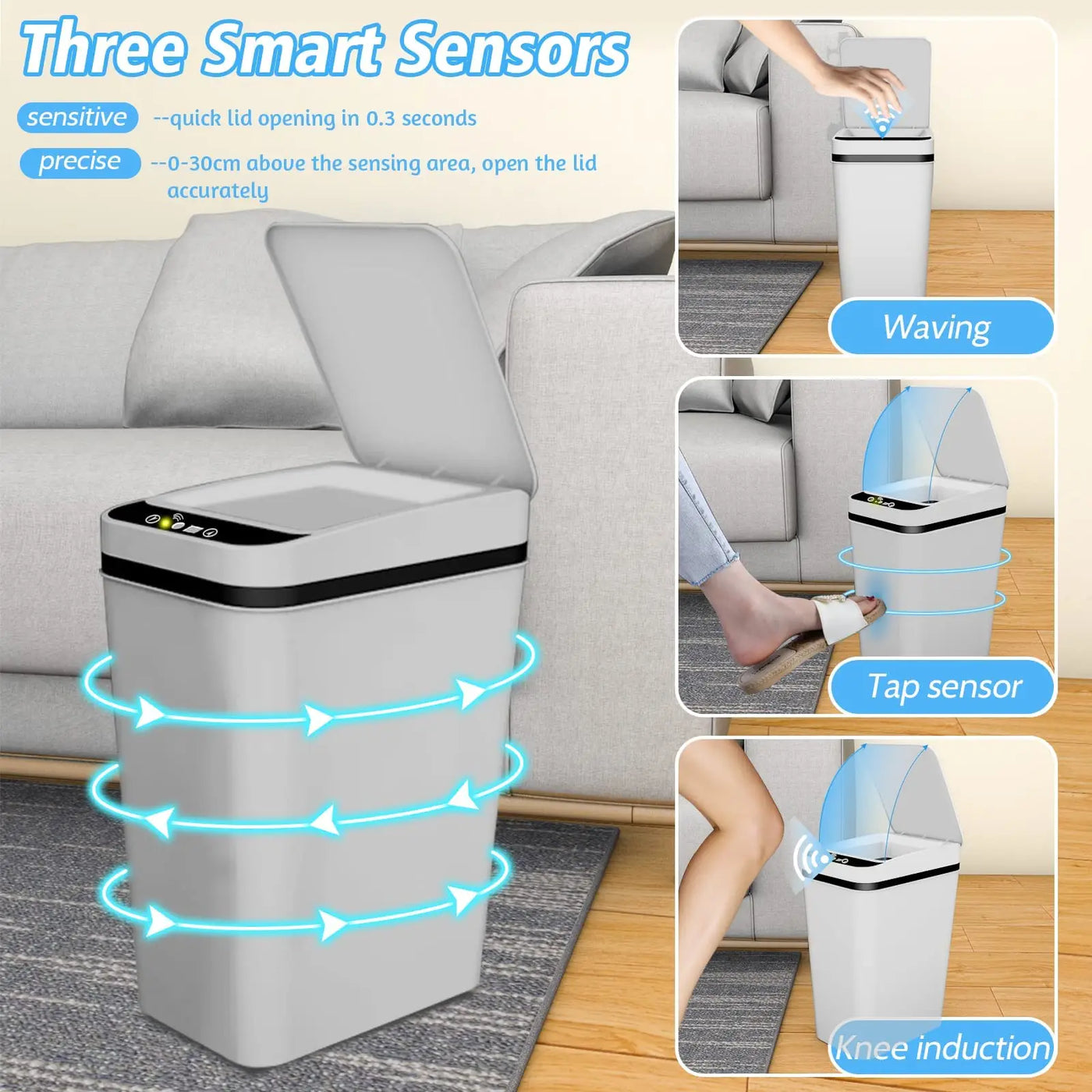 Automatic Garbage Can Slim Motion Sensor Smart Trash Bin
