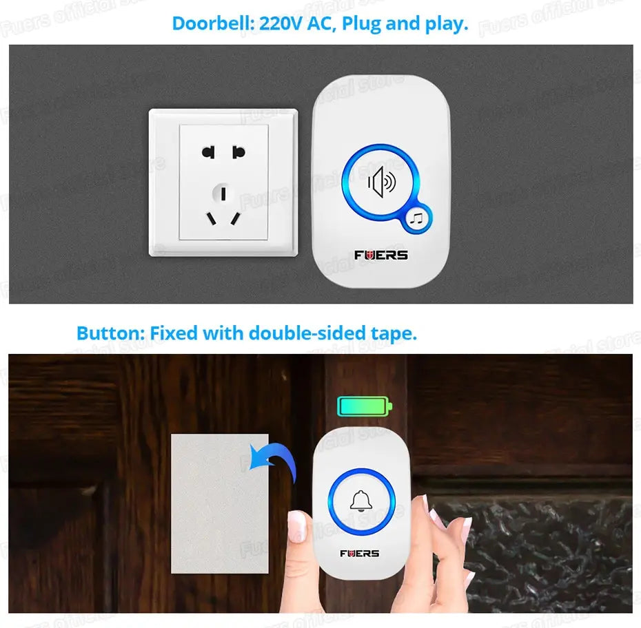 Wireless Doorbell Waterproof Welcome Chime Home Door Bell