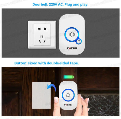 Wireless Doorbell Waterproof Welcome Chime Home Door Bell