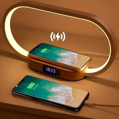 Wireless Charger Multifunction  Pad Stand Clock LED Desk Lamp