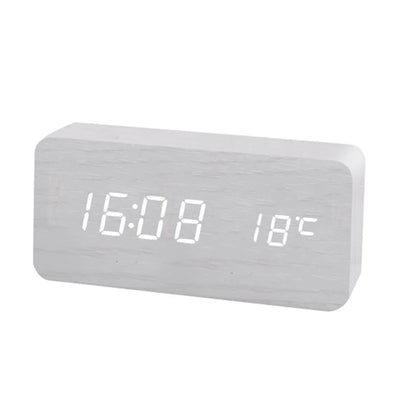 Wooden Digital Alarm Clock with Wireless Charging, LED Clock