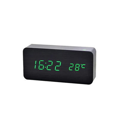 Wooden Digital Alarm Clock with Wireless Charging, LED Clock