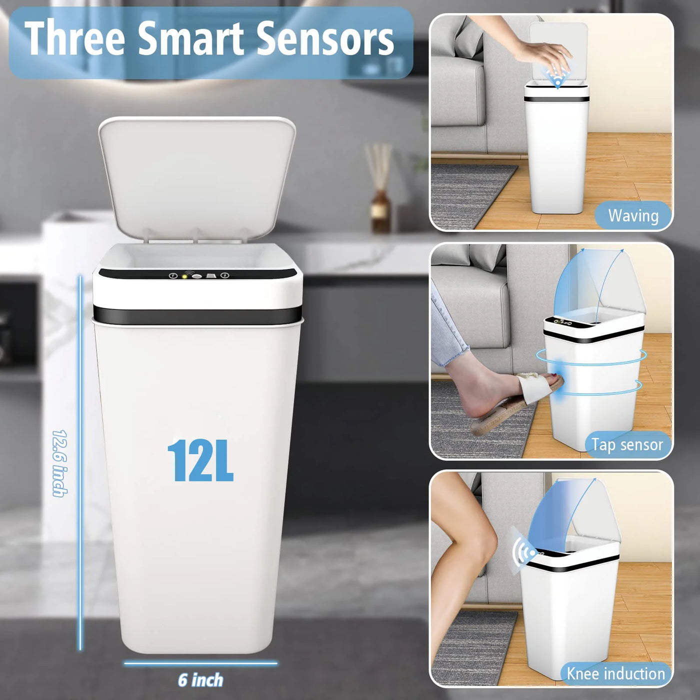 Automatic Garbage Can Slim Motion Sensor Smart Trash Bin