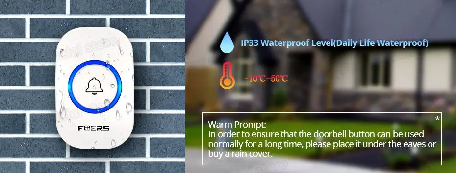 Wireless Doorbell Waterproof Welcome Chime Home Door Bell