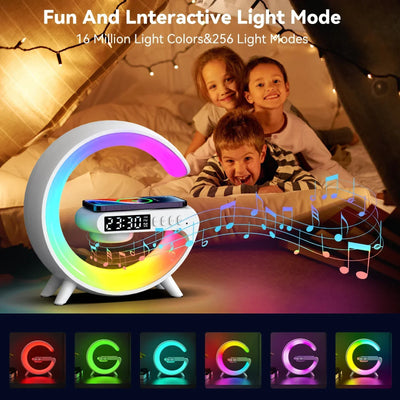 Wireless Charger Stand Pad Light Alarm Clock Fast Charging Station