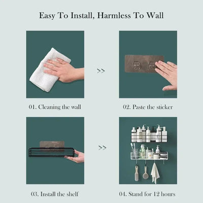 Toilet Storage Rack Bathroom Shelf No-Drill Corner Shelf Shower