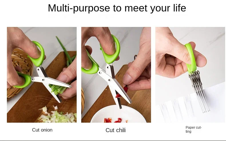 Stainless Steel Kitchen Scissors for Pepper Scallion Laver Cutting Tool