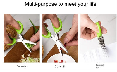 Stainless Steel Kitchen Scissors for Pepper Scallion Laver Cutting Tool