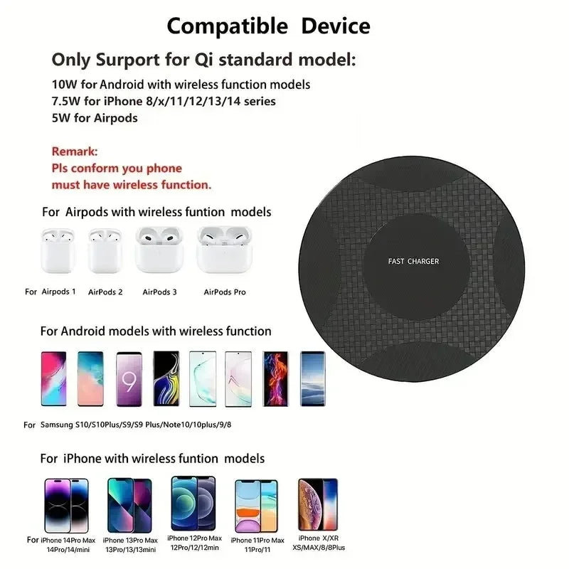 Wireless Charger Pad Stand Desktop Fast Charging Dock Station