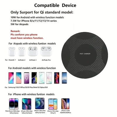 Wireless Charger Pad Stand Desktop Fast Charging Dock Station