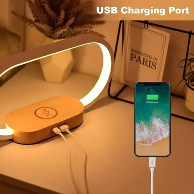 Wireless Charger Multifunction  Pad Stand Clock LED Desk Lamp