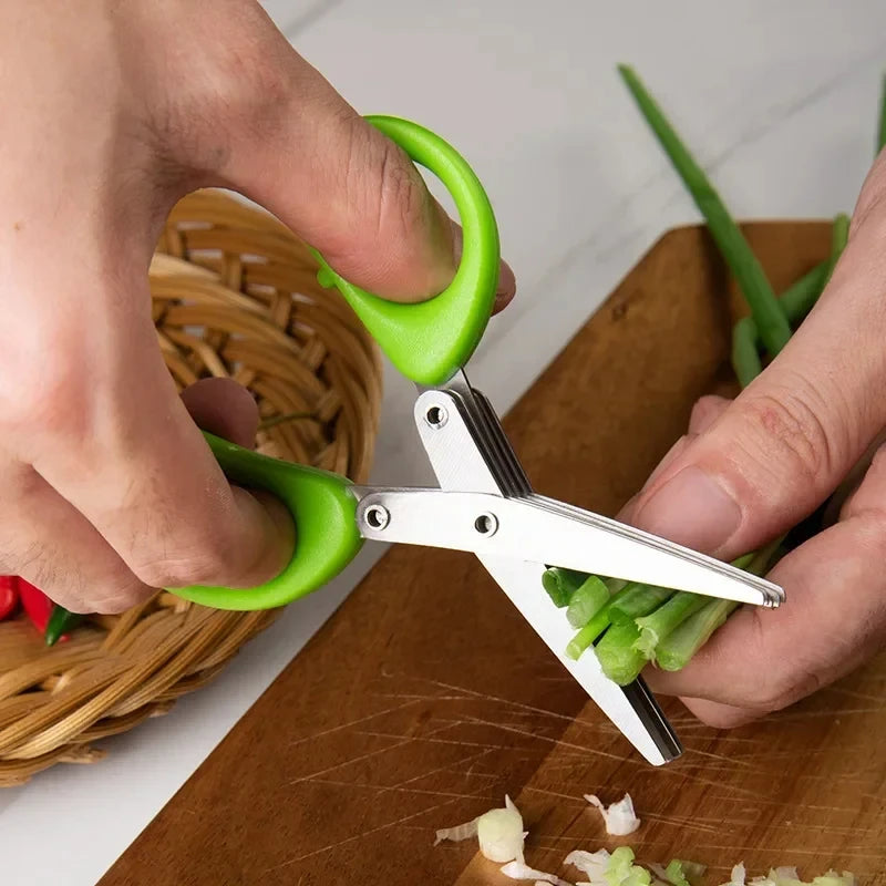 Stainless Steel Kitchen Scissors for Pepper Scallion Laver Cutting Tool