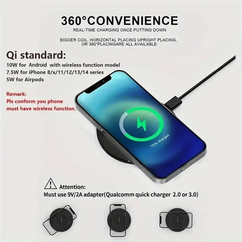 Wireless Charger Pad Stand Desktop Fast Charging Dock Station