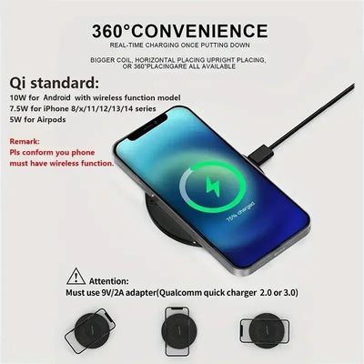 Wireless Charger Pad Stand Desktop Fast Charging Dock Station