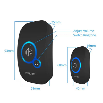 Wireless Doorbell Waterproof Welcome Chime Home Door Bell