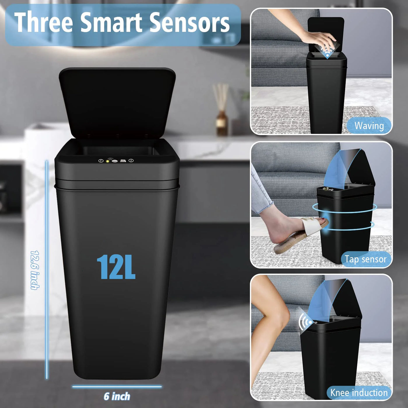Automatic Garbage Can Slim Motion Sensor Smart Trash Bin